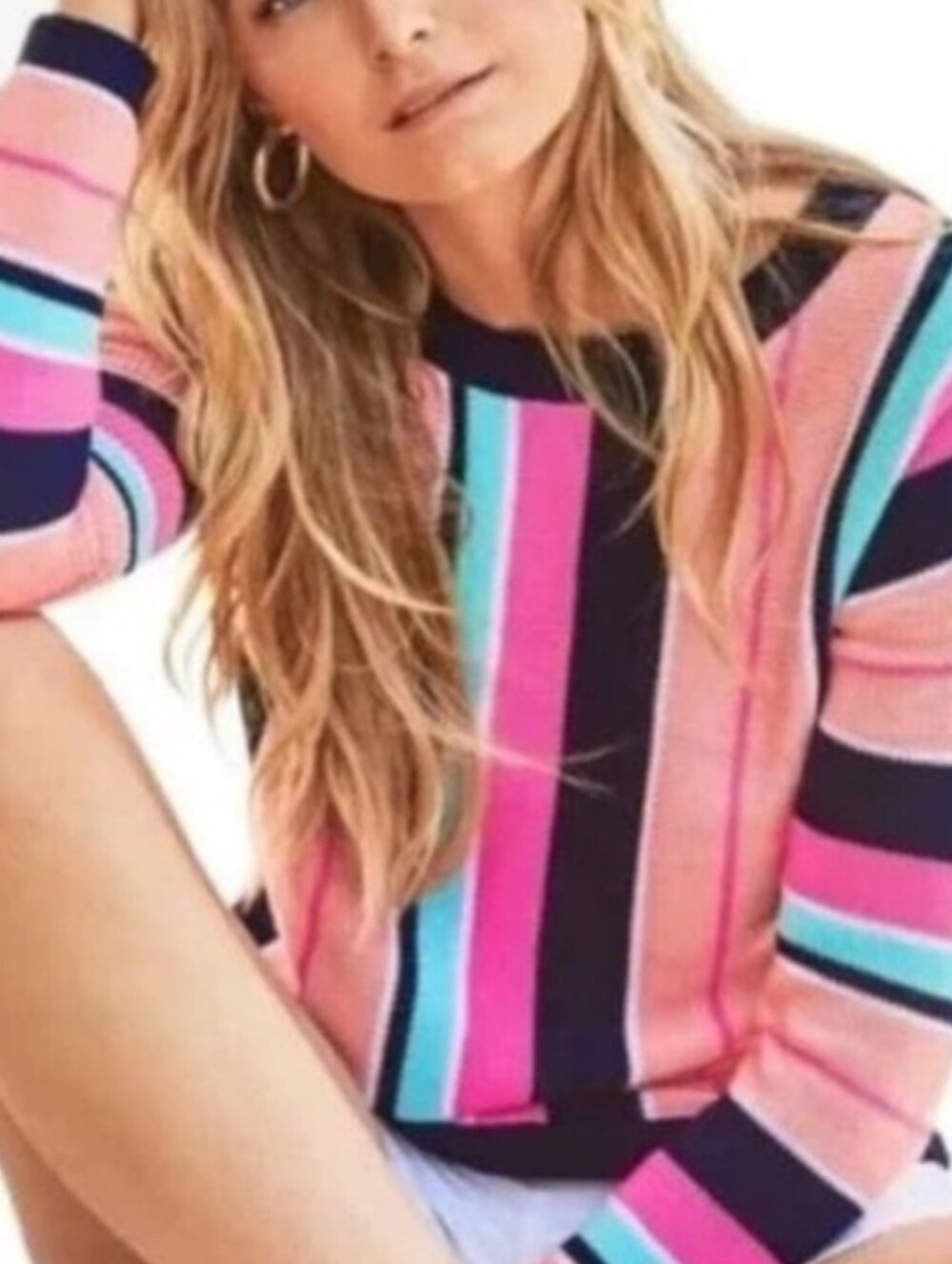 🌼B2G1🌼 Lilly Pulitzer Pink, Aqua & Navy Striped Crewneck Sweater